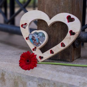 Wooden Heart with Compact Mirror