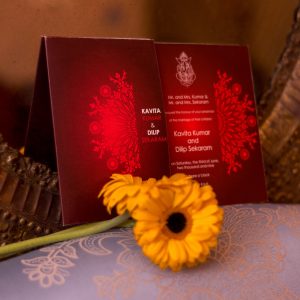 Red Hindu Wedding Card - Set of 10