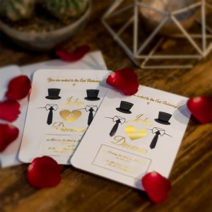 Black & Gold Civil Partnership Card - Set of 10