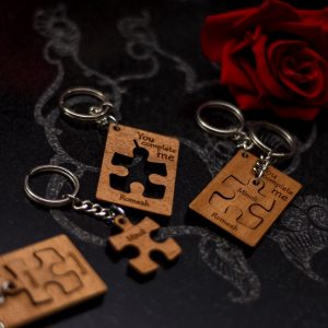 Wooden Jigsaw Duo Couple Keytags
