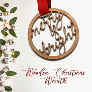 "Merry & Bright" Wooden Xmas Wreath