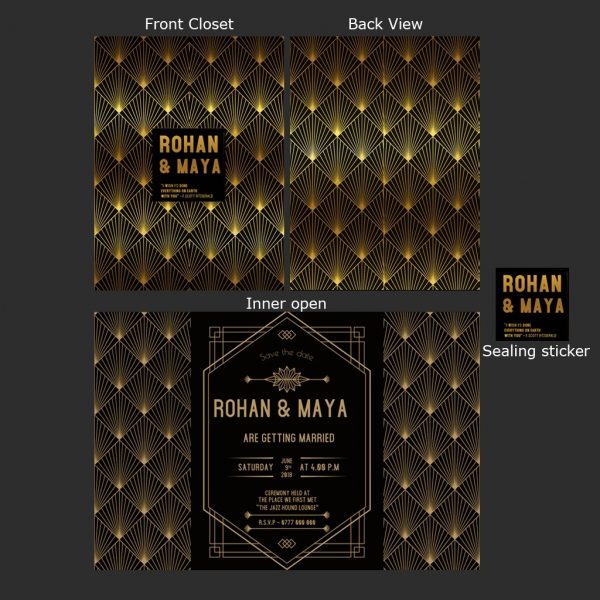 Roaring Golden Glam Wedding Card - Set of 20 - Image 2