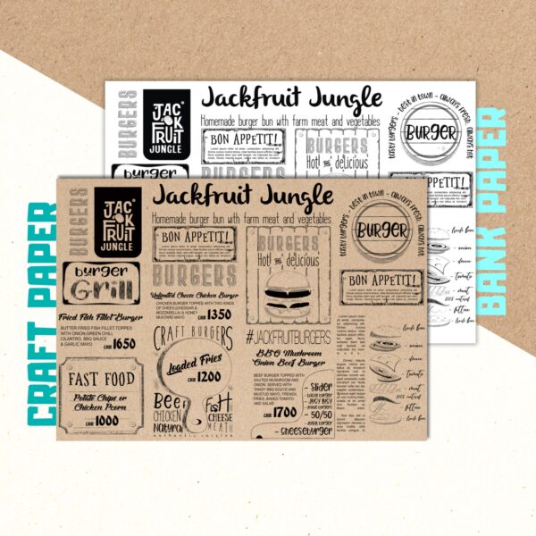 Paper Table Mat Menus - Set of 25 - Image 2