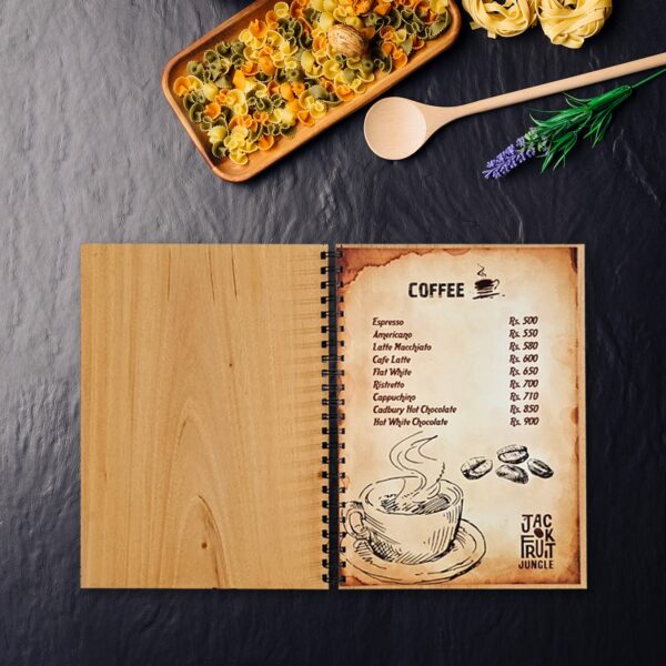 Wooden Menu with Spiral Binding - Image 2