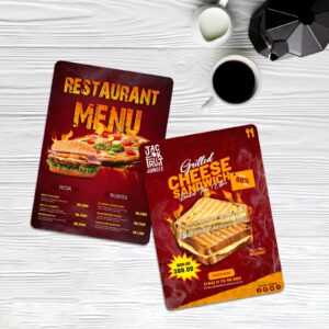 A4 Menus on none toxic menu film - Set of 02