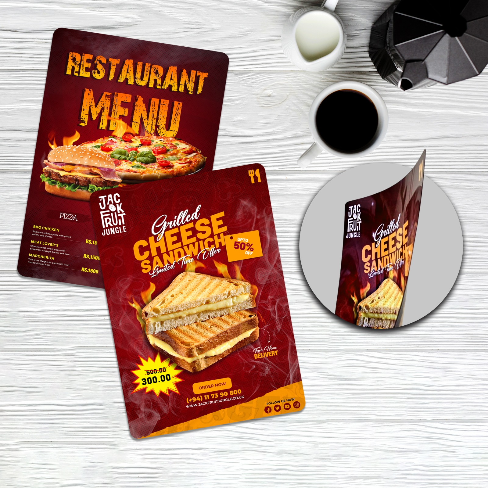 A4 Menus on non toxic plastic film - Set of 02